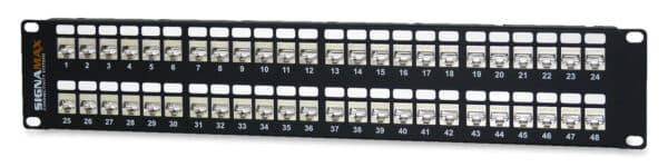 48-Port Category 6 MT-Series Screened Patch Panel, 2 RMU