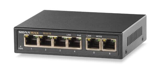 C-100 4 Port Gigabit PoE+ Switch with 2Gigabit Ports